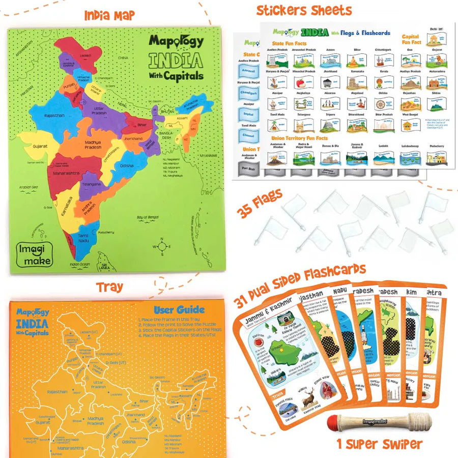 Imagimake Mapology India With Flags and Flash Card