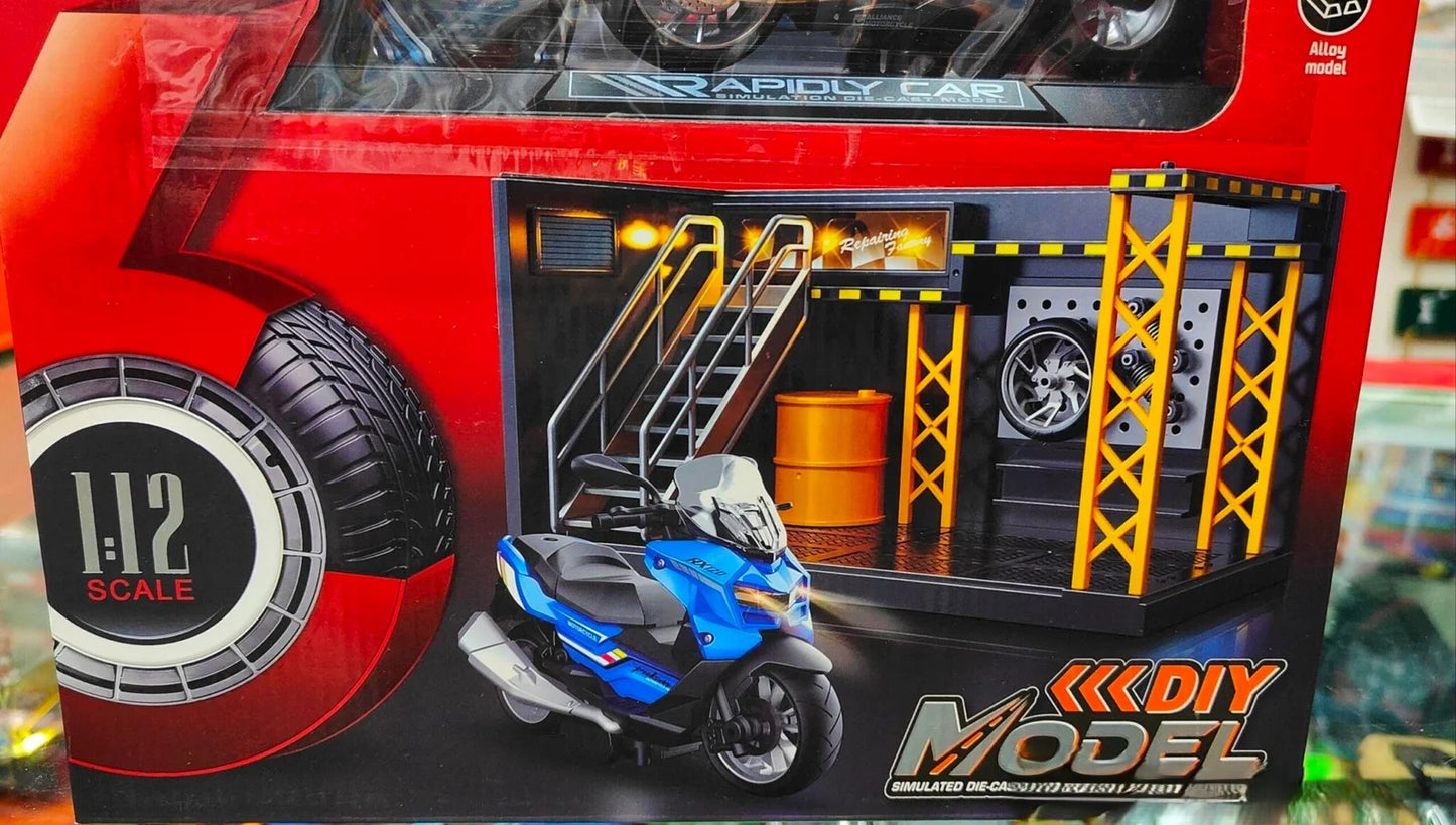 Bike With Garage & Helmet Figurine