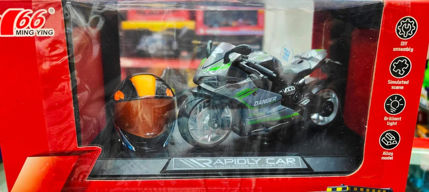 Bike With Garage & Helmet Figurine