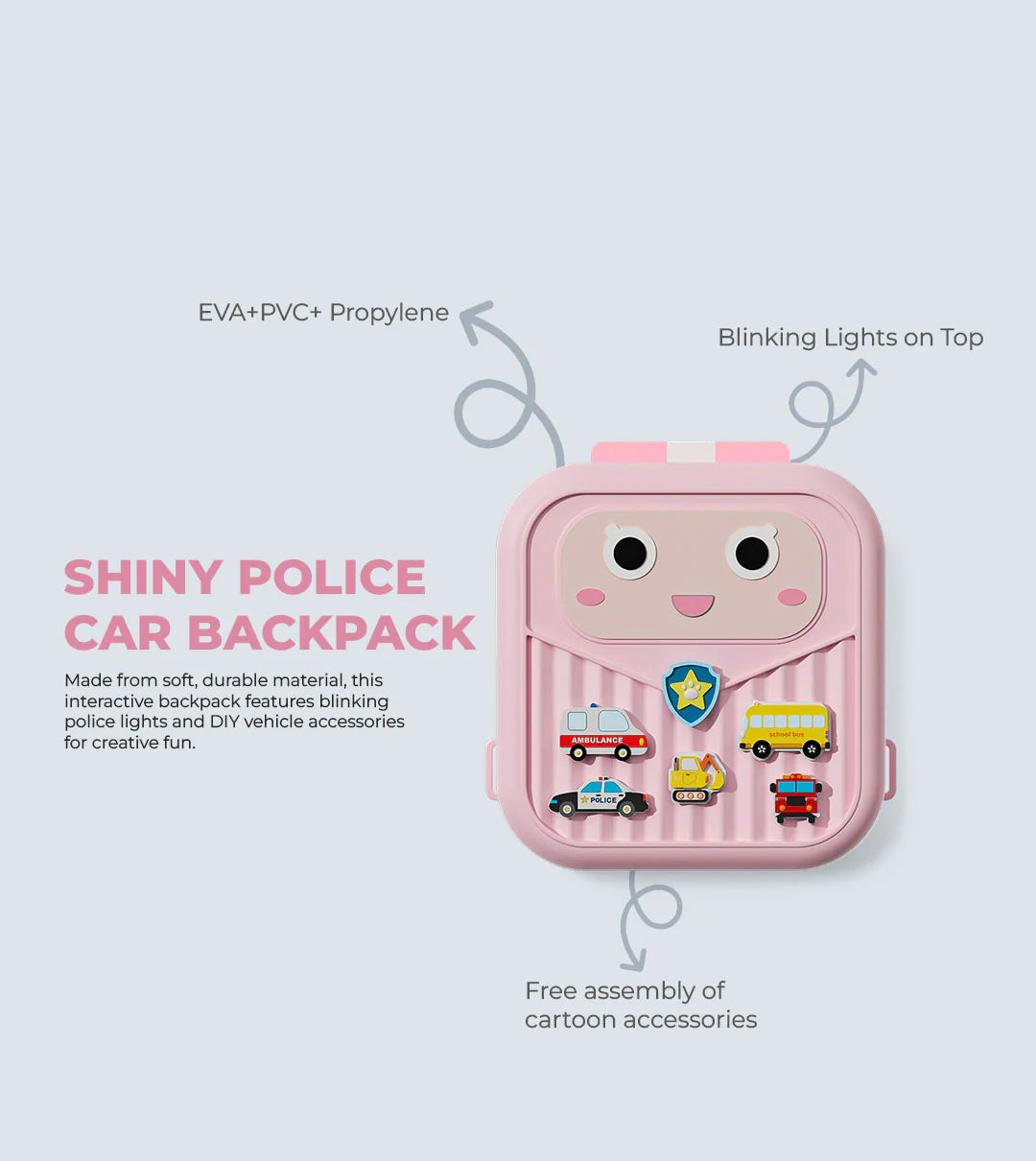 Tykle| Shiny Police Car Backpack