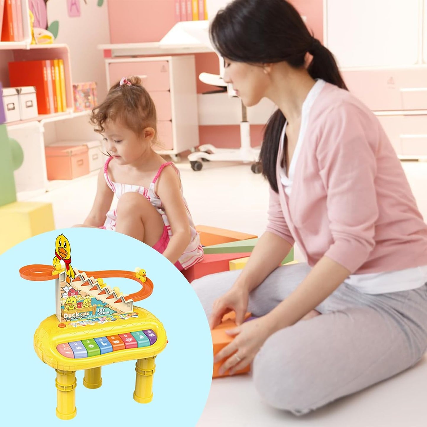 2-in-1 Multifunction Piano Set & Duck Racing Track