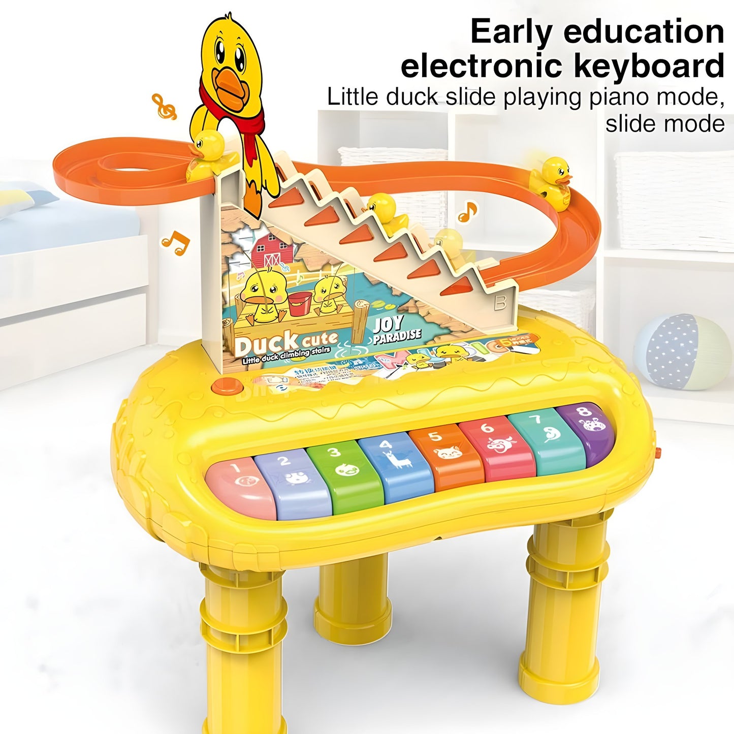 2-in-1 Multifunction Piano Set & Duck Racing Track