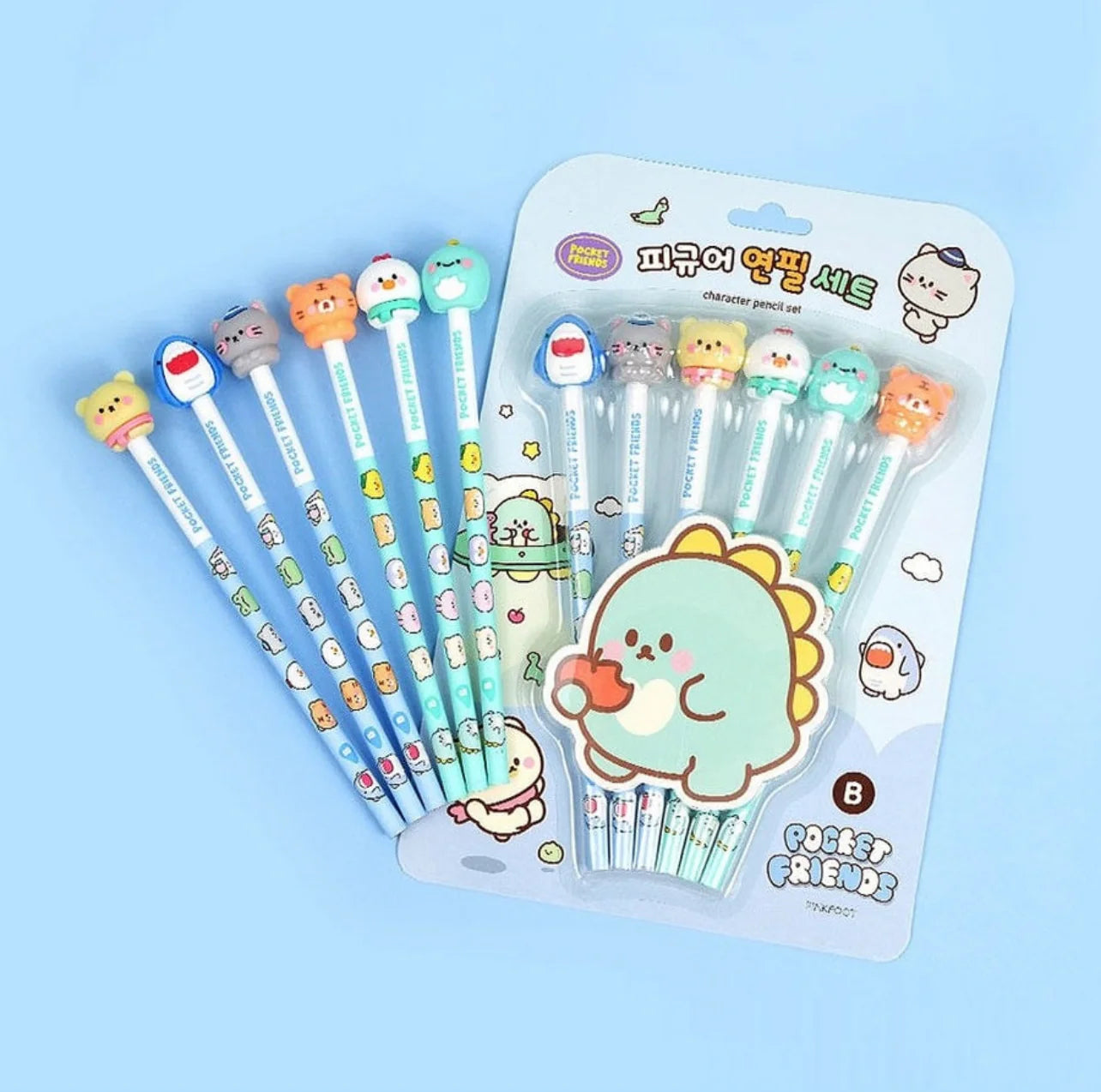 Kawaii Baby Animal Design Toppers with Pencil - Set of 6