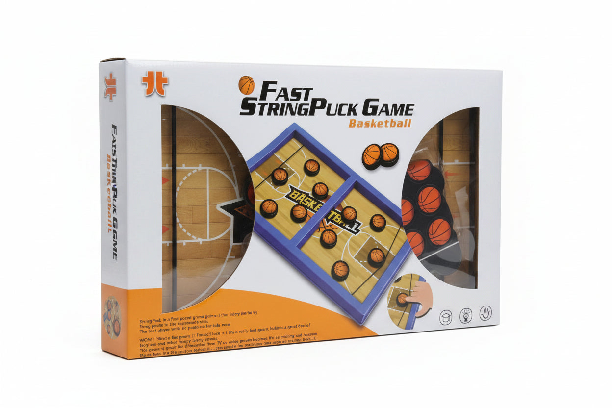 Fast StringPuck Game Football | Basketball Player Tabletop Puck Shooting Board Game