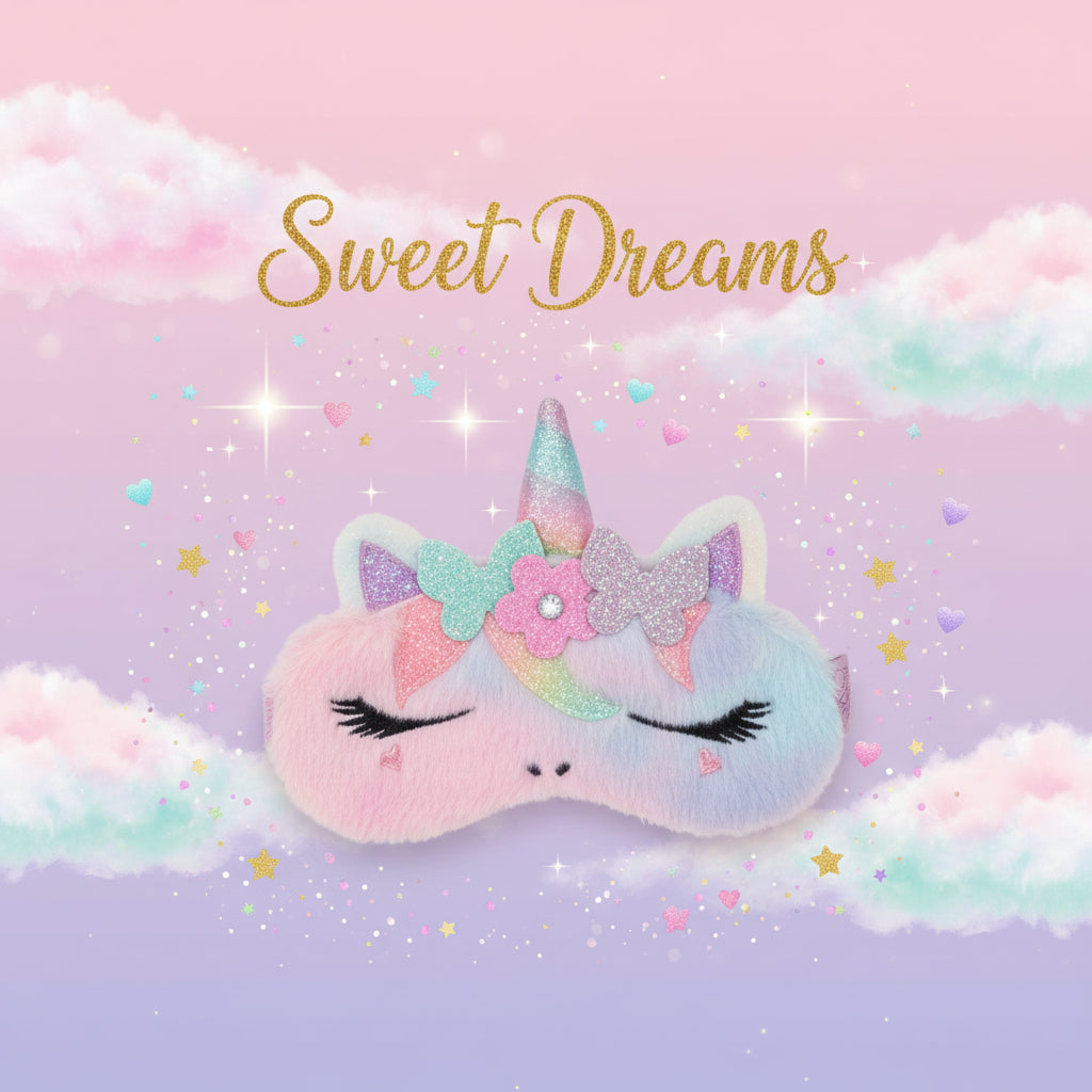 Unicorn Sleep Eye Mask – Fluffy Plush Eye Mask for Kids