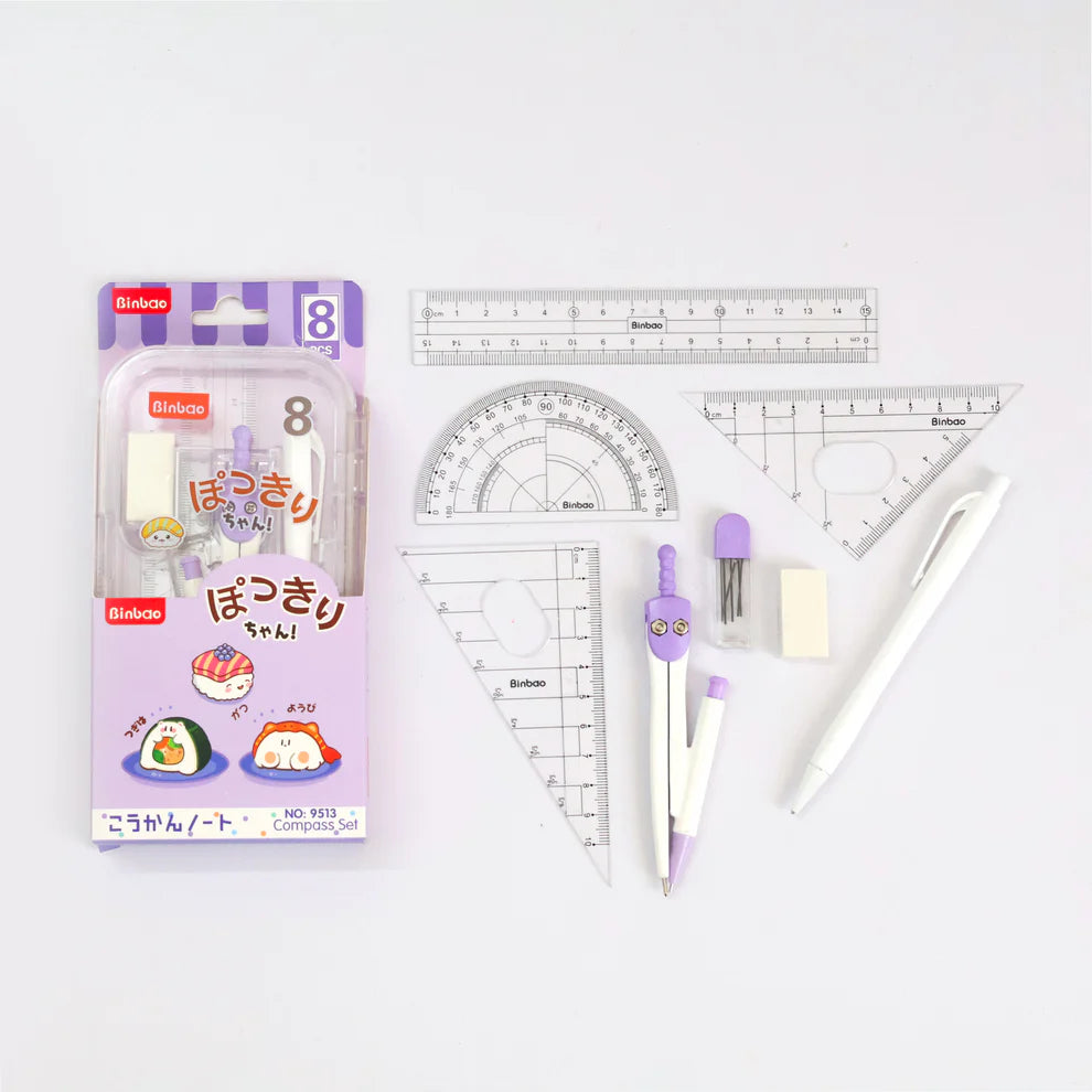 All-in-One Geometry Set with Pencil, Triangles & More