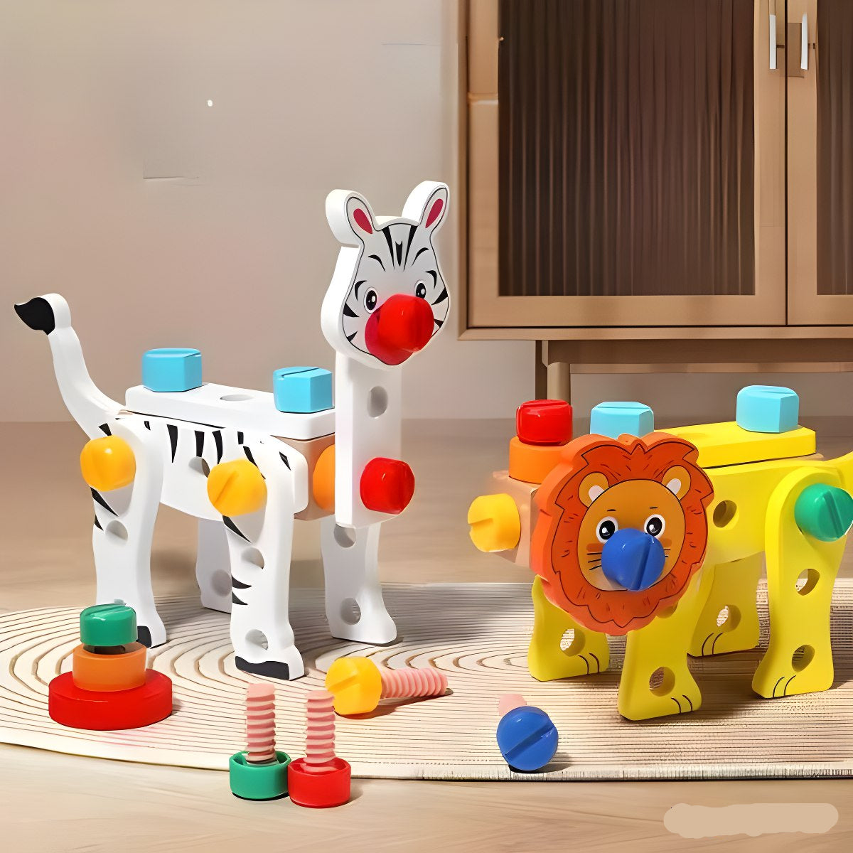 Wooden Animal Assemble Tool Box