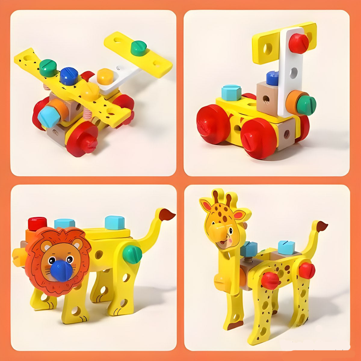 Wooden Animal Assemble Tool Box