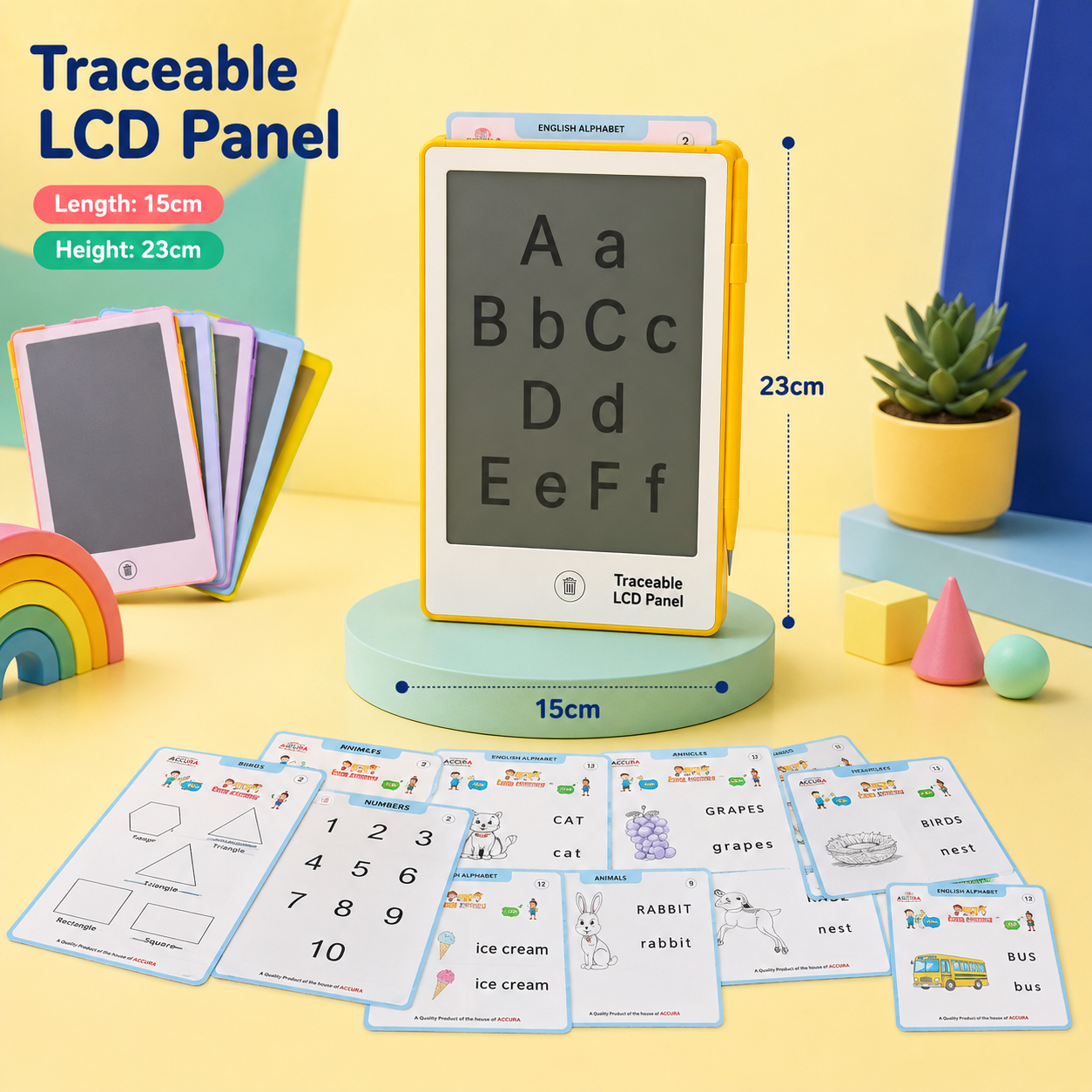 Accura Traceable LCD Panel – 8.2" Writing & Learning Tablet with 10 Cards