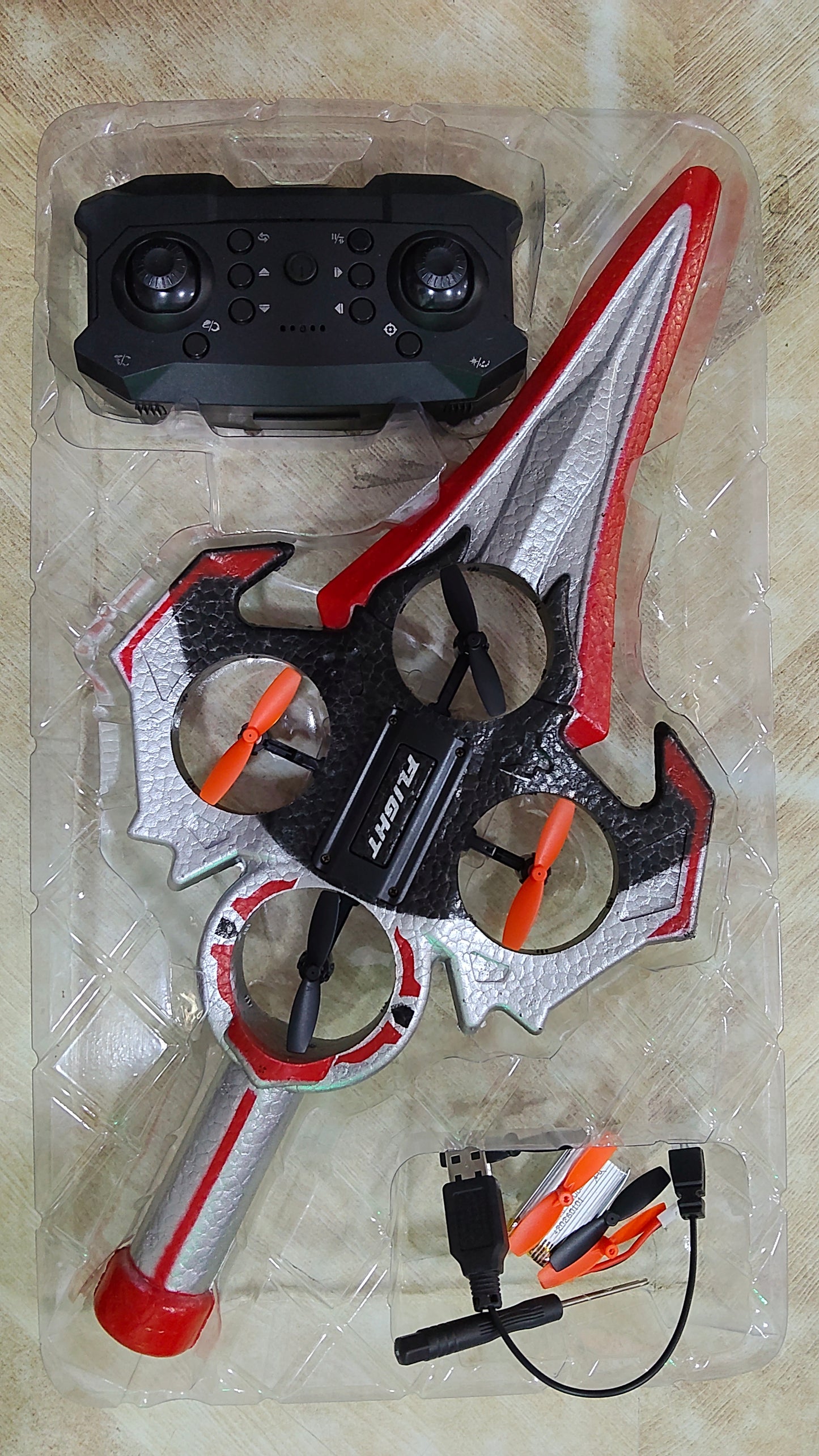RC Flying Sword Drone Toy – 2.4GHz Remote Control LED Flying Sword Drone for Kids