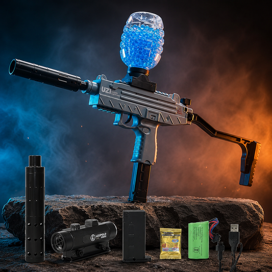 Electric Uzi Automatic Gel Ball Blaster Toy Gun Rapid-Fire Fun for Outdoor Play! 🔫💥