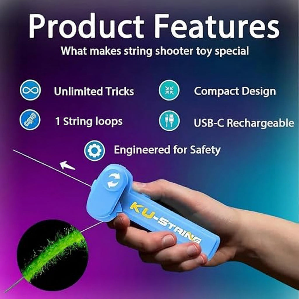 KU-String Rope Thruster (Rope Launcher) — Motorized String Toy