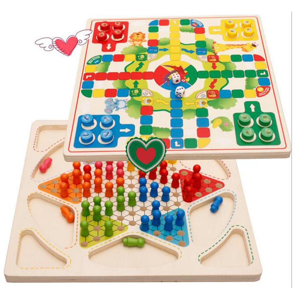 Wooden Ludo & Checkers Game