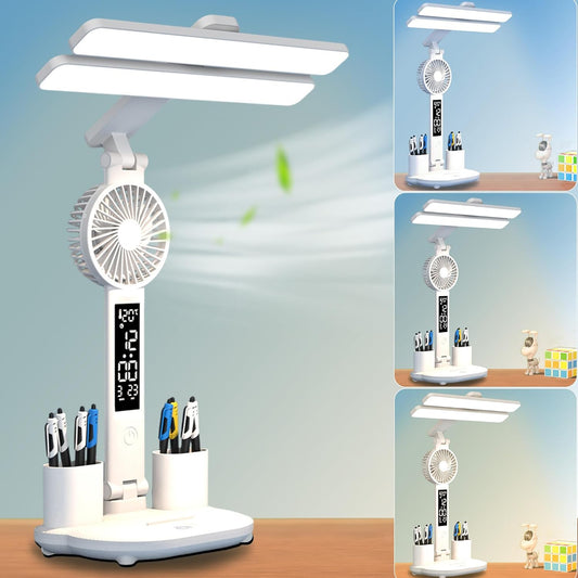 Desk Lamp with Digital Time and Fan