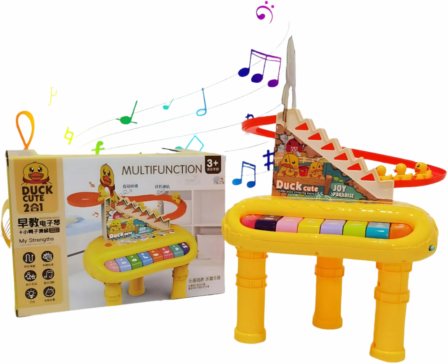 2-in-1 Multifunction Piano Set & Duck Racing Track