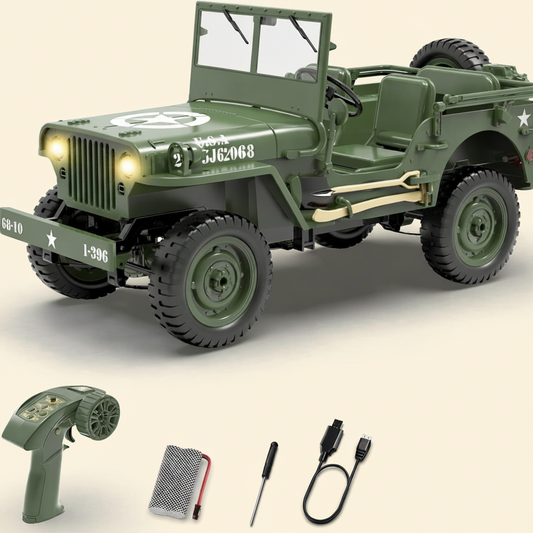 1/10 Scale Military RC Car – 2.4GHz Radio Control | Metal Chassis Off-Road Vehicle