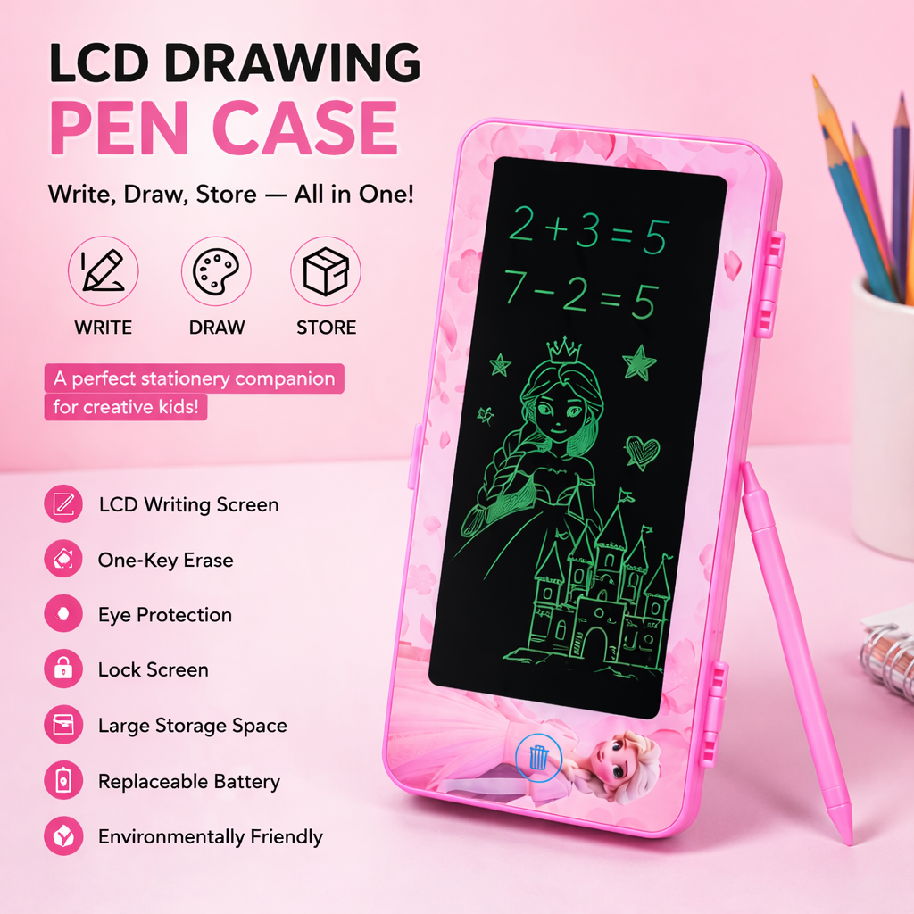 LCD Drawing Pen Case – Stationery Box with Writing Pad