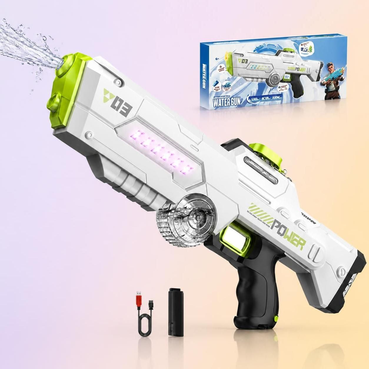 LUMO Electric Water Gun – Rainbow LED Light Series