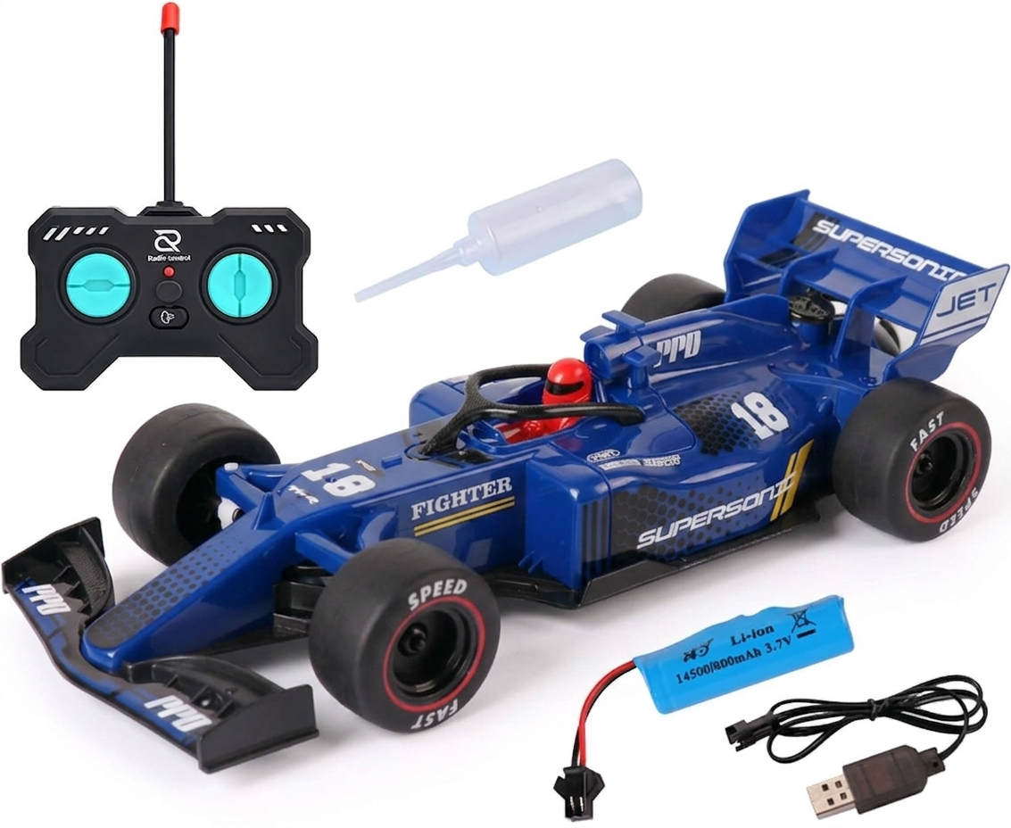 Remote Control Formula 1 Racing Car | 1:18 Scale | Drift Spray Function | LED Lights | Easy Drive | Red | Ages 6+