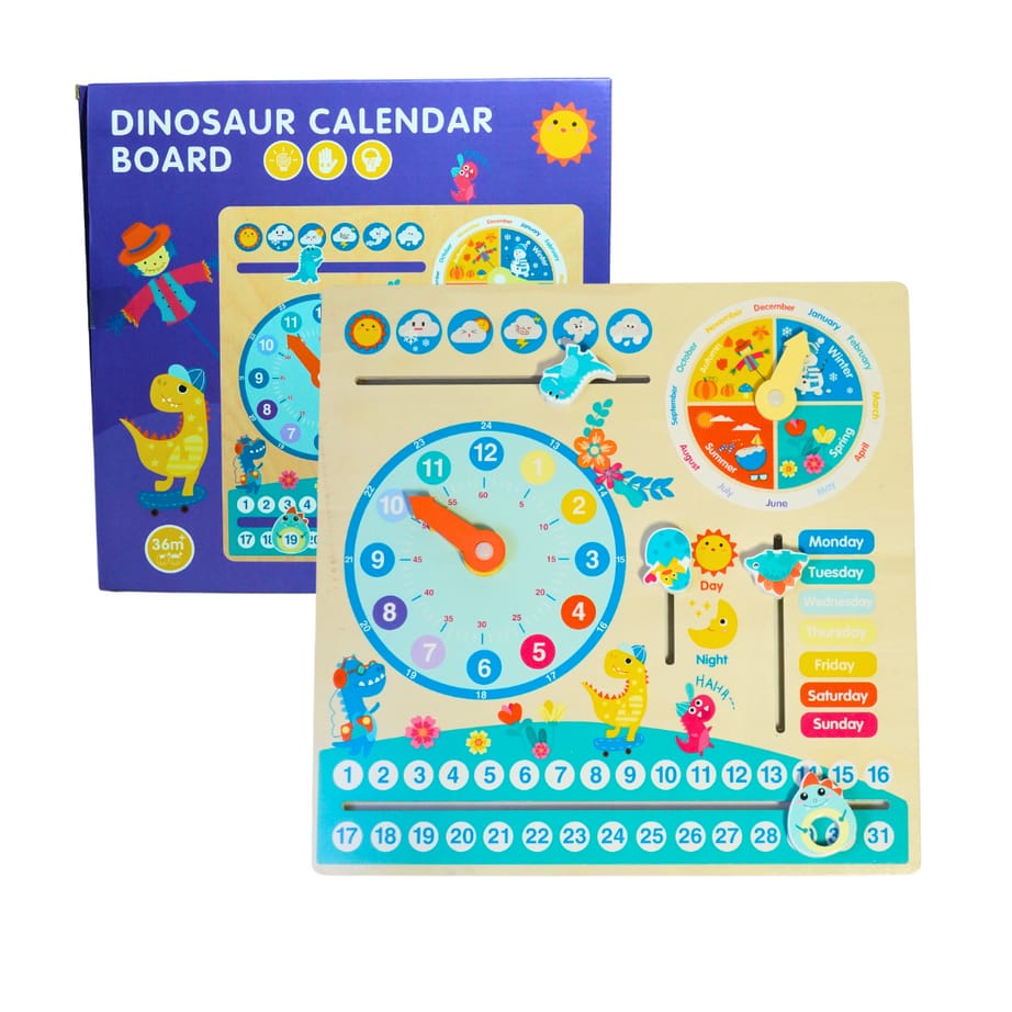 Wooden Dinosaur Calendar Board