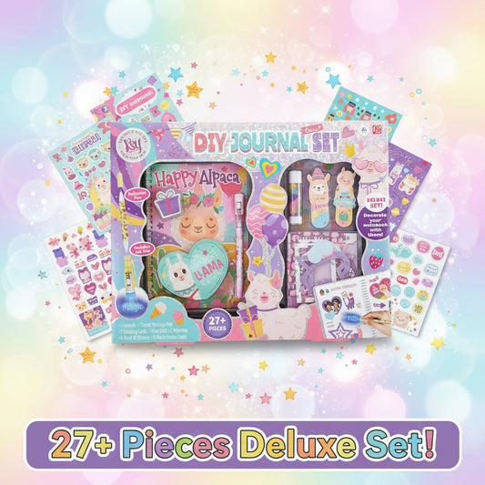 Happy Alpaca DIY Journal Set – 27+ Piece Deluxe Scrapbooking Kit for Kids