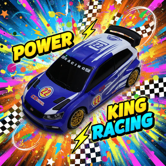 4WD RC Drift Rally Car – German-Style Racing Remote Control Car with Extra Wheels & Cones