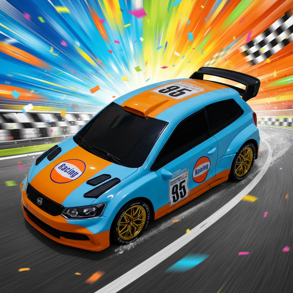 4WD RC Drift Rally Car – German-Style Racing Remote Control Car with Extra Wheels & Cones