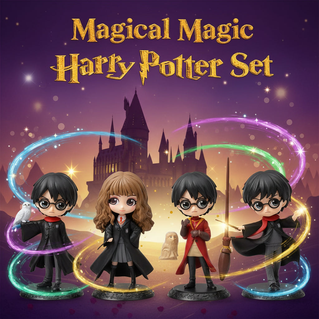 Harry Potter Wizarding World Figure Set – 4 Collectible Wizard Figures with Magical Accessories