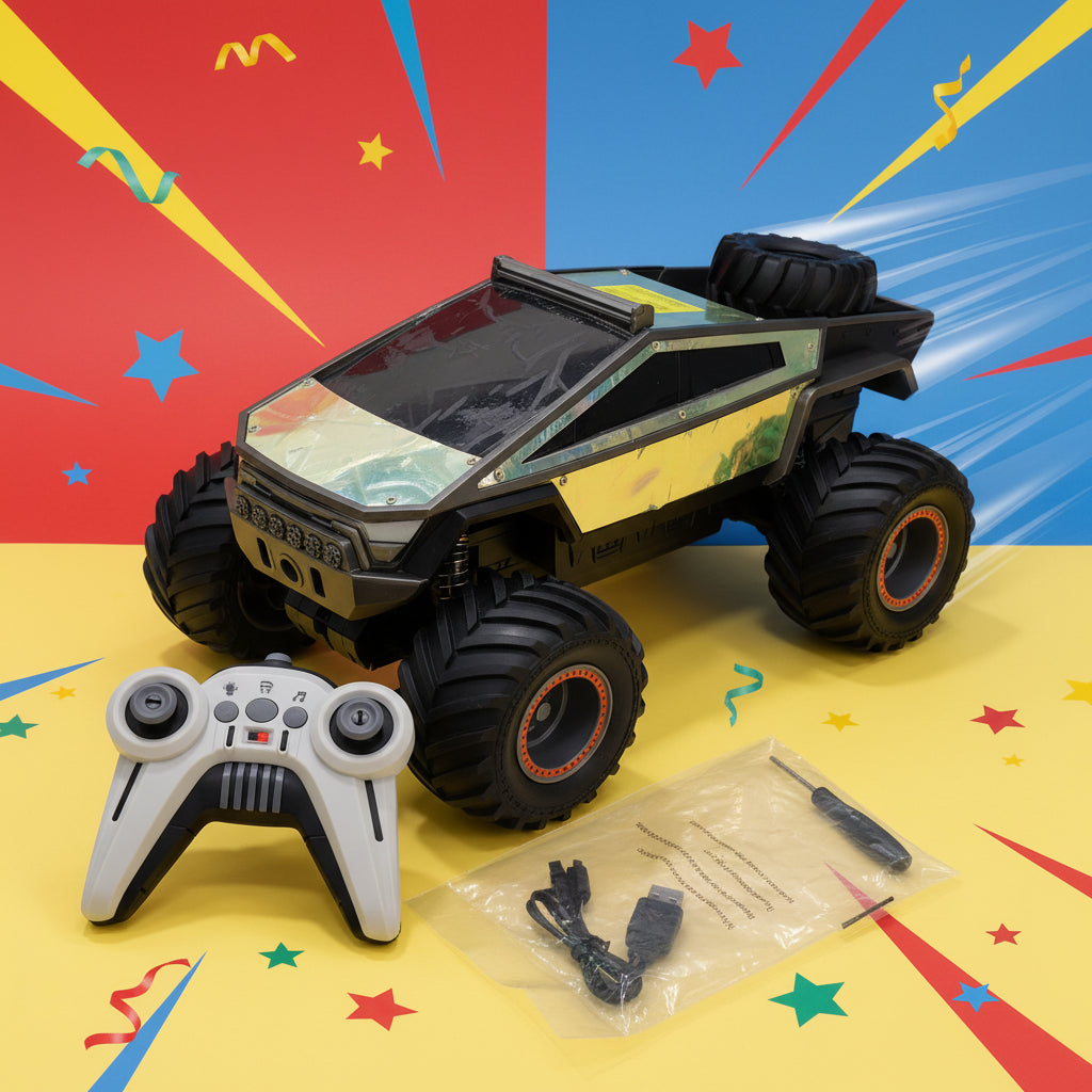 2.4GHz Remote Control Monster Pickup Truck – Off-Road RC Car with LED Lights, Music & USB Rechargeable Battery