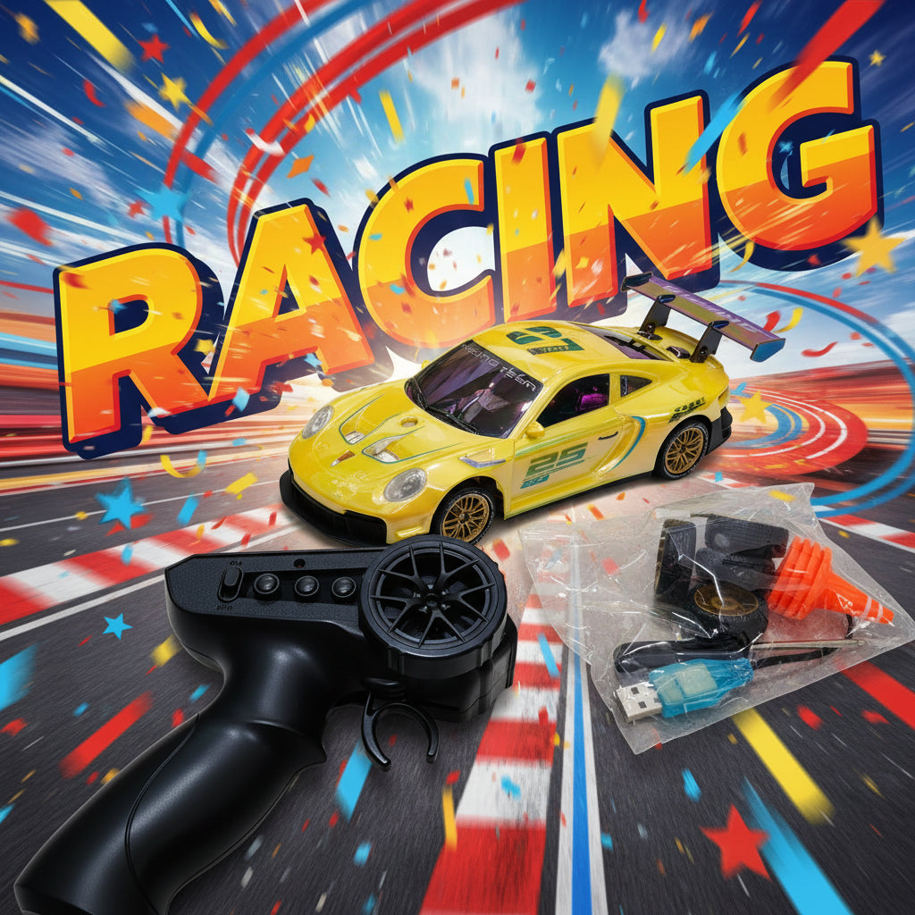 2.4GHz 4WD Remote Control Drift Racing Car – High-Speed RC Sports Car with LED Lights & USB Rechargeable Battery