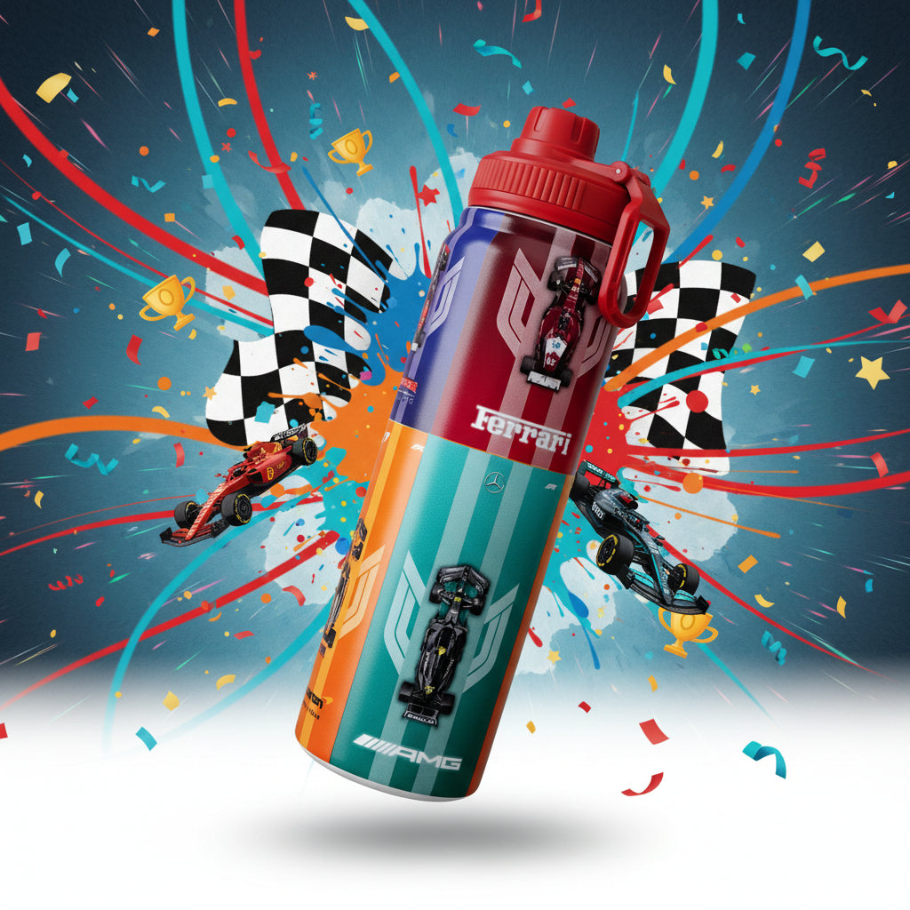 800ml Cartoon Bottle Insulated Steel Water Bottle – 12 Hours Hot/Cold with Carry Handle (Multiple Designs)