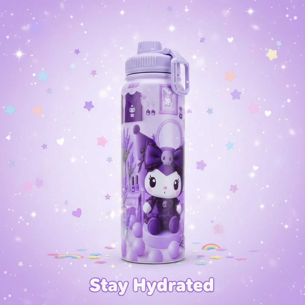 800ml Cartoon Bottle Insulated Steel Water Bottle – 12 Hours Hot/Cold with Carry Handle (Multiple Designs)