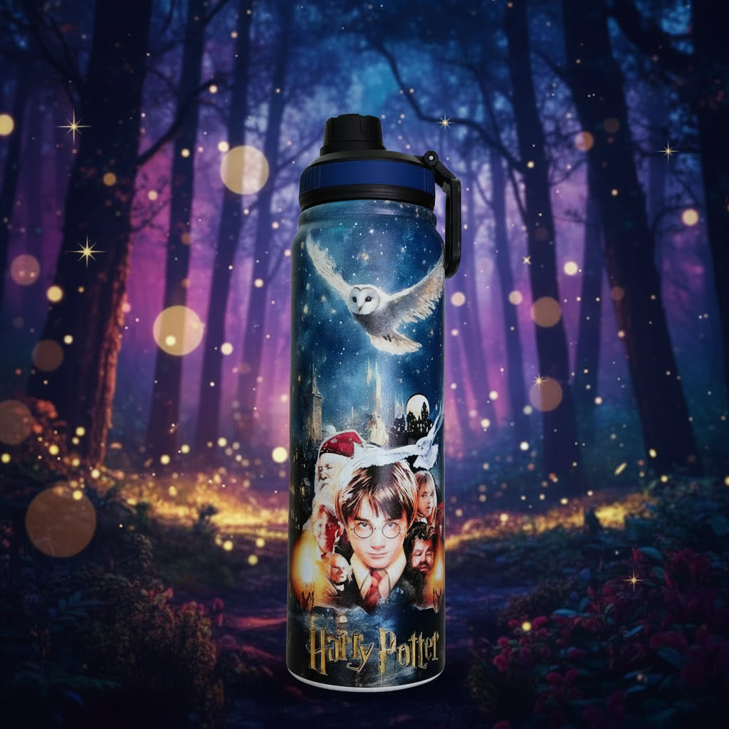 800ml Cartoon Bottle Insulated Steel Water Bottle – 12 Hours Hot/Cold with Carry Handle (Multiple Designs)