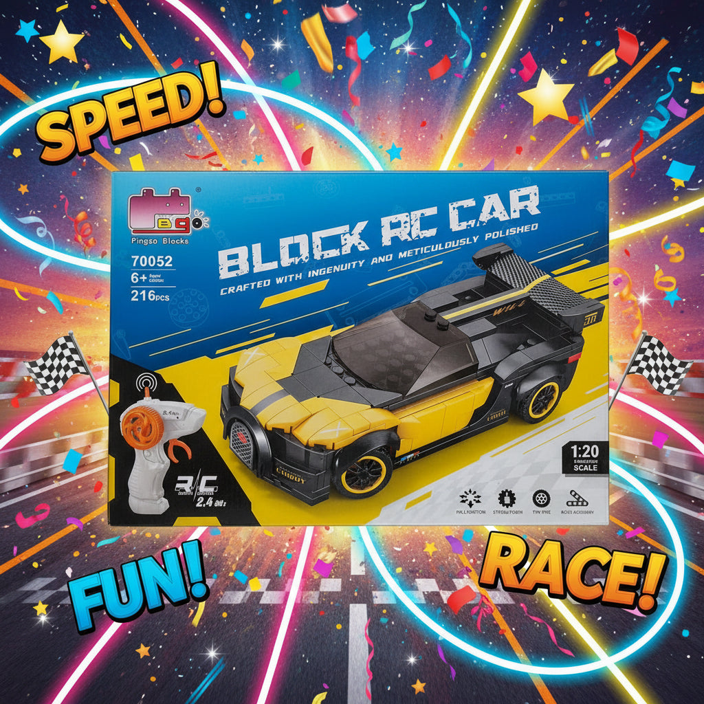 2.4GHz RC Building Block Sports Car – DIY Remote Control Racing Car Construction Set (1:20 Scale)