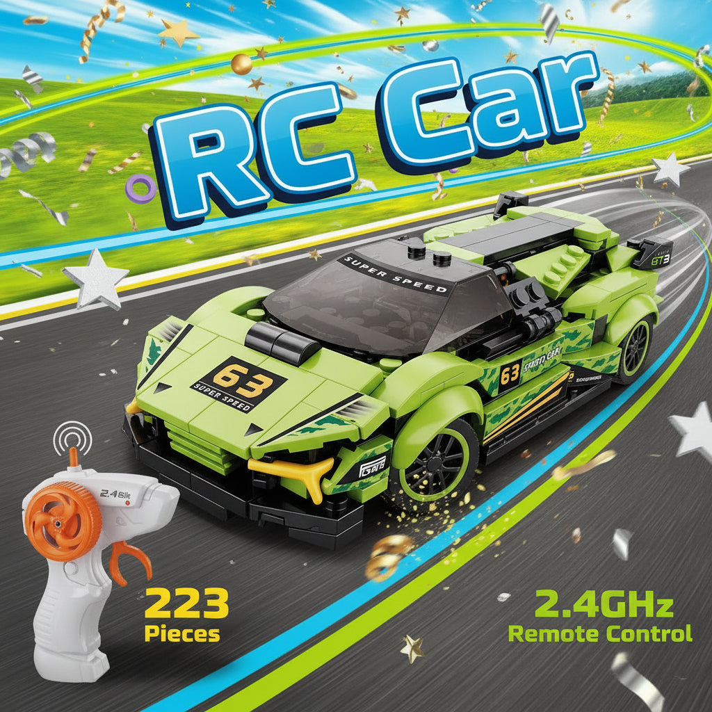 2.4GHz RC Building Block Sports Car – DIY Remote Control Racing Car Construction Set (1:20 Scale)
