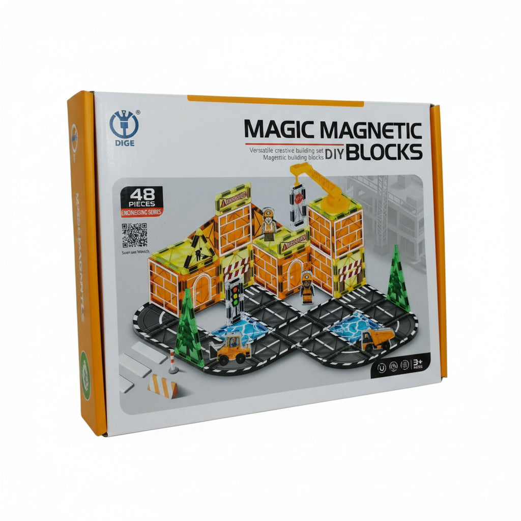 Magic Magnetic Building Blocks – 48-Piece Engineering Construction Set for Kids