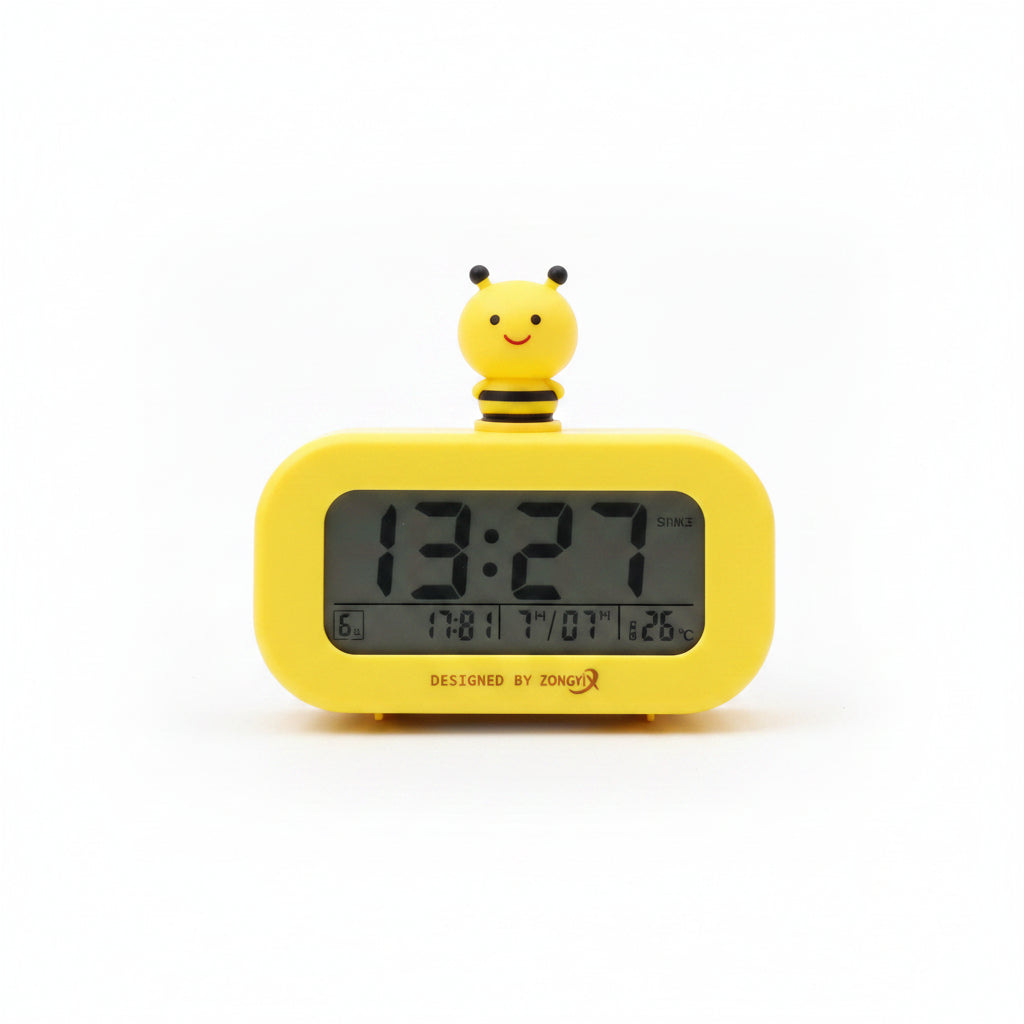 Cute Bee LCD Digital Alarm Clock – Kids Bedside Clock with Night Light
