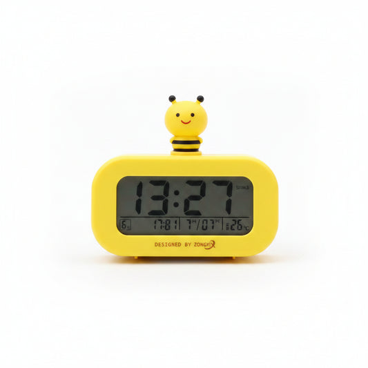 Cute Bee LCD Digital Alarm Clock – Kids Bedside Clock with Night Light