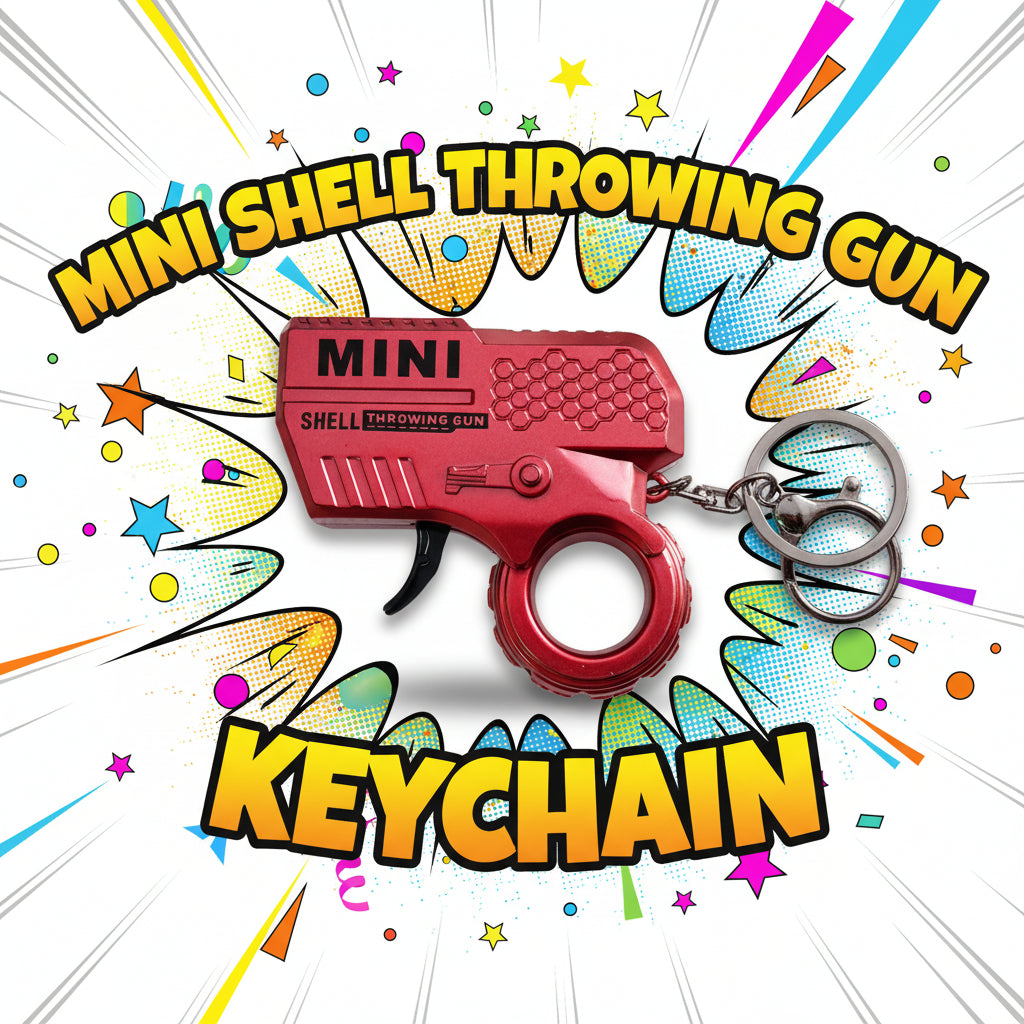 Mini Shell Throwing Gun Spark Keychain – Novelty Toy Keychain (Multiple Colors)