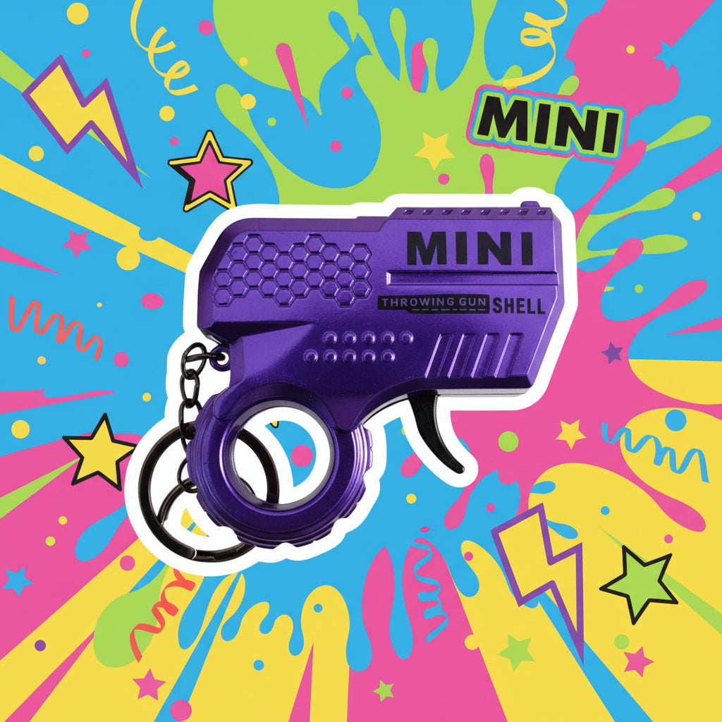 Mini Shell Throwing Gun Spark Keychain – Novelty Toy Keychain (Multiple Colors)