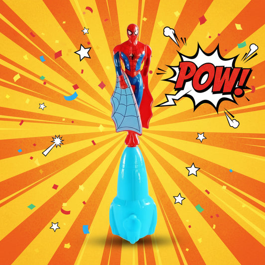 Flying Spiderman Action Toy, Hand-Press Launcher, Plastic, No Batteries Required, Kids Indoor Play
