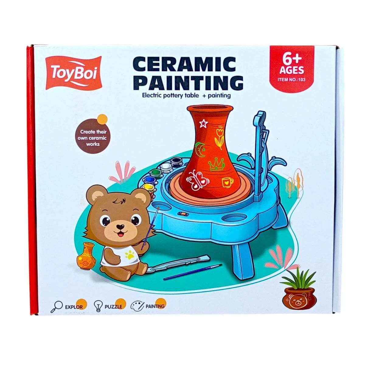 Ceramic Painting Pottery Kids Pottery Wheel Set with Clay, Tools and Paints