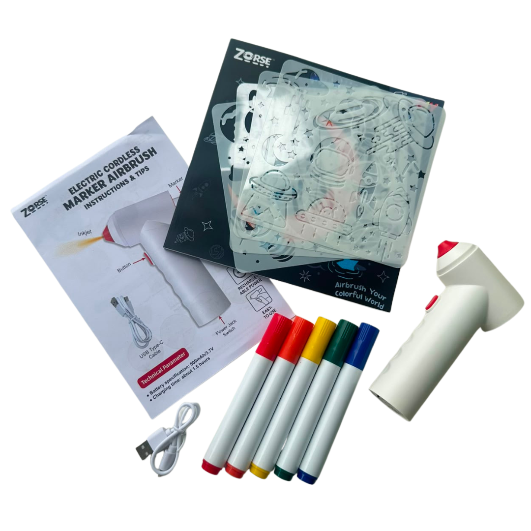 Electric Cordless Marker Airbrush Art Kit for Kids