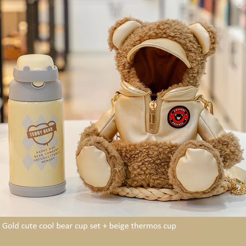 Bear Fur Cover Premium Quality Steel Insulated Bottle - Hot And Cold - 500ml