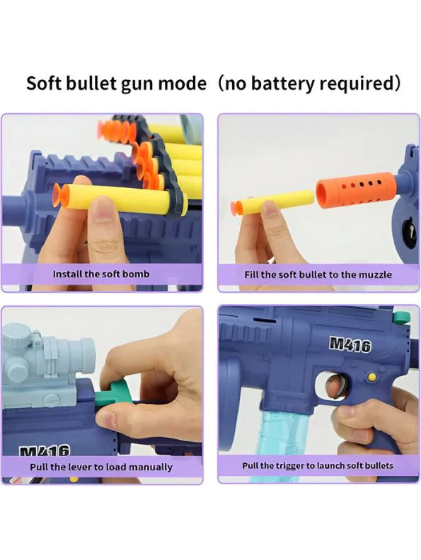 M416 3-in-1 Soft Bullet Toy Gun for Kids – Bubble Maker, Soft Bomb Launcher & 8 Foam Bullets | Fun Blaster Toy
