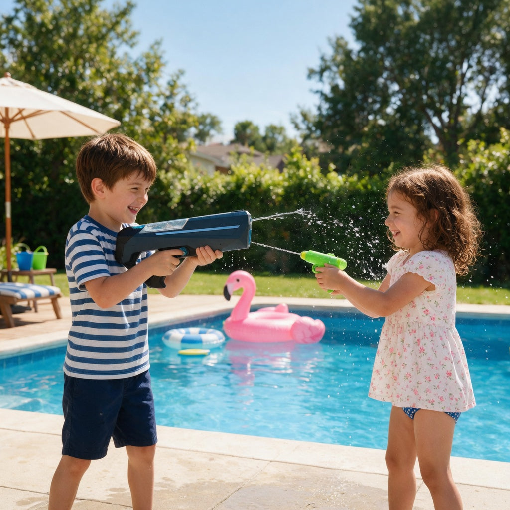 Cyberpunk Electric Water Gun – Auto-Suction Reload, Continuous Firing &amp; Long-Range Water Blaster