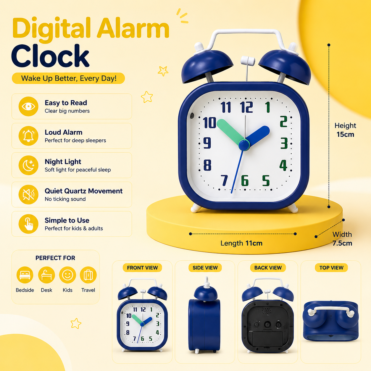 Metal Bell Alarm Clock – Wake Up Better, Every Day!