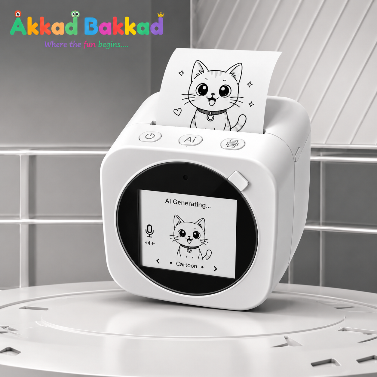 Mini AI Smart Printer – Speak, Create & Print!