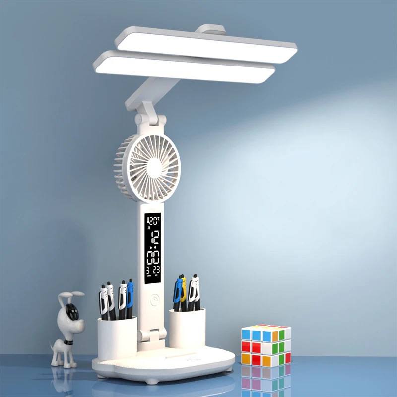 Desk Lamp with Digital Time and Fan