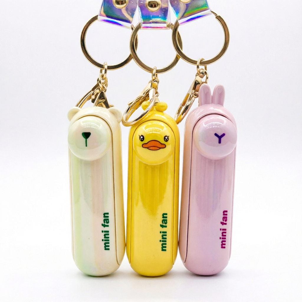 Mini Keychain Fan – Portable 3-Speed Cooling Fan with Cute Animal Design